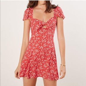 Reformation red floral Elio dress